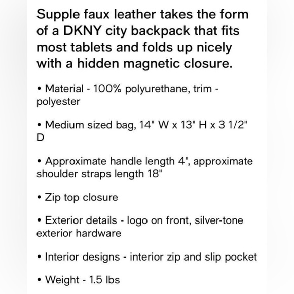 DKNY Tilly Fold Over Black Backpack Handbag - Picture 5 of 7